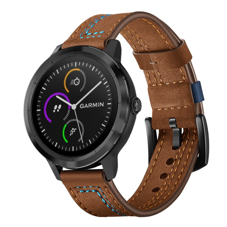 Fed Garmin Vivoactive 3 / Garmin Vivomove HR Ægte læder Rem - Brun#serie_3