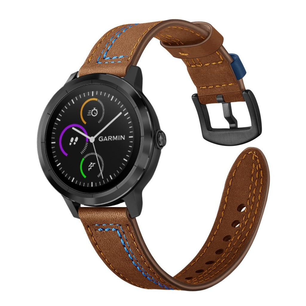 Fed Garmin Vivoactive 3 / Garmin Vivomove HR Ægte læder Rem - Brun#serie_3