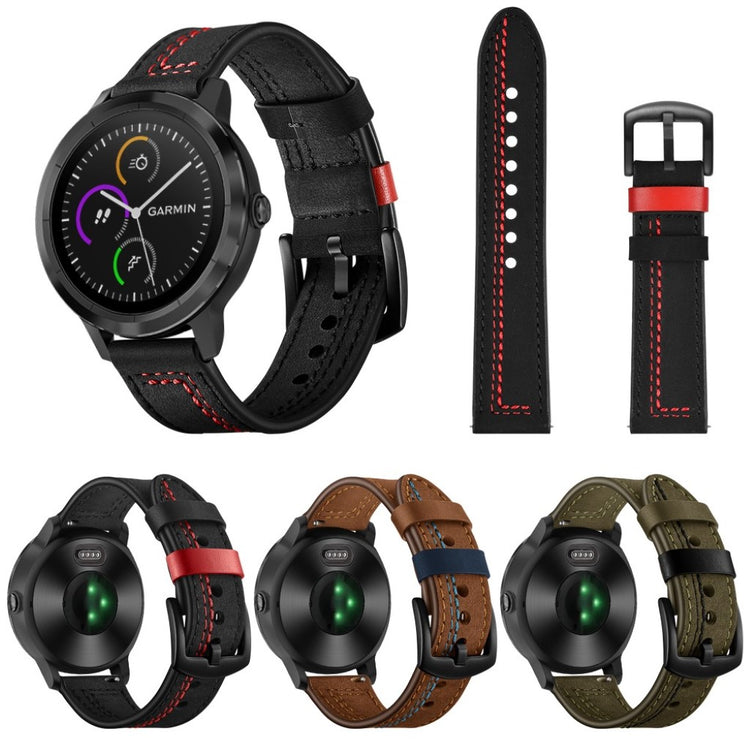 Fed Garmin Vivoactive 3 / Garmin Vivomove HR Ægte læder Rem - Brun#serie_3