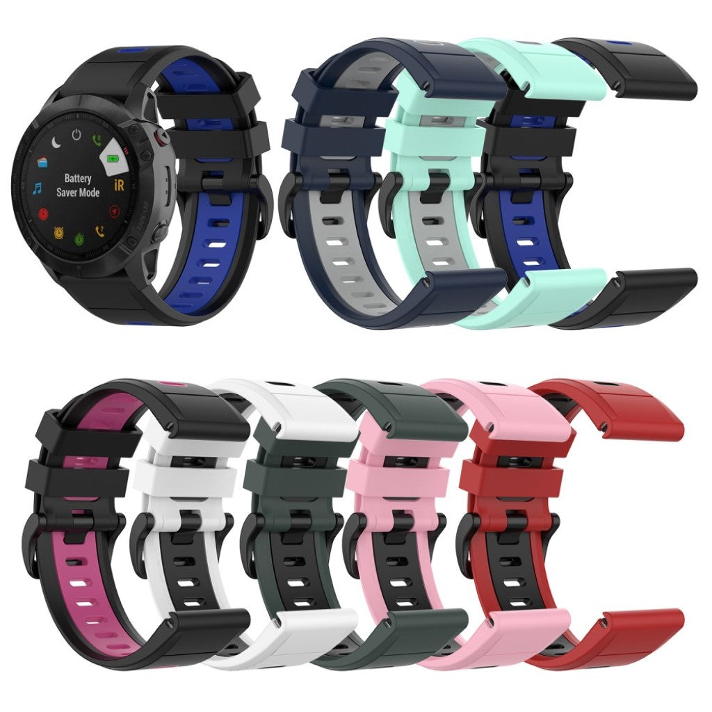 Super fint Garmin Fenix 6X Silikone Rem - Sort#serie_1