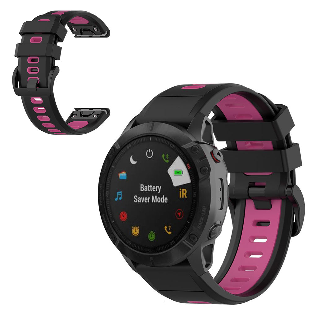 Super fint Garmin Fenix 6X Silikone Rem - Sort#serie_7