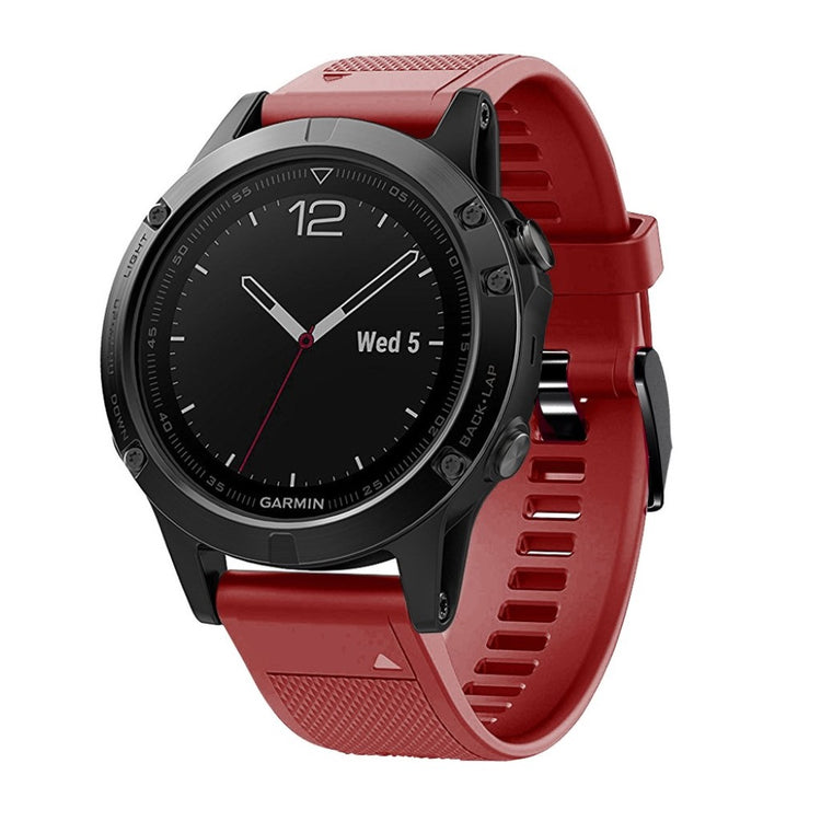 Meget komfortabel Garmin Fenix 5 Silikone Rem - Rød#serie_4