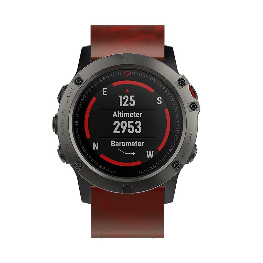 Smuk Garmin Fenix 5X / Garmin Tactix Charlie Kunstlæder Rem - Brun#serie_026