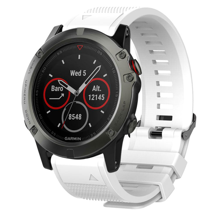 Super slidstærk Garmin Fenix 5S Silikone Rem - Hvid#serie_1