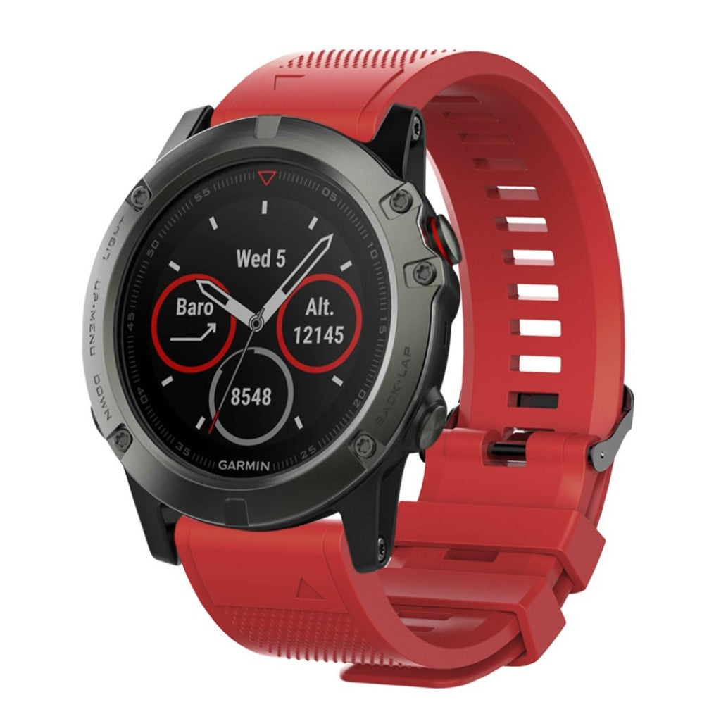 Super slidstærk Garmin Fenix 5S Silikone Rem - Rød#serie_5