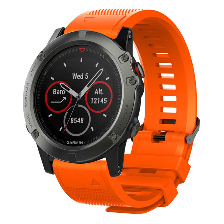 Super slidstærk Garmin Fenix 5S Silikone Rem - Orange#serie_7