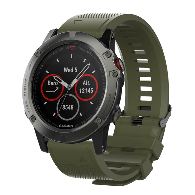 Super slidstærk Garmin Fenix 5S Silikone Rem - Grøn#serie_8