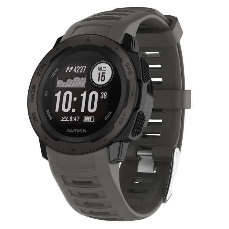 Rigtigt nydelig Garmin Instinct Silikone Rem - Sølv#serie_4