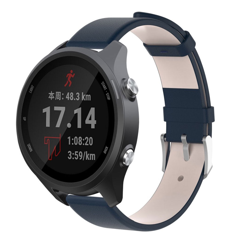 Fed Garmin Forerunner 245 Ægte læder Rem - Blå#serie_4