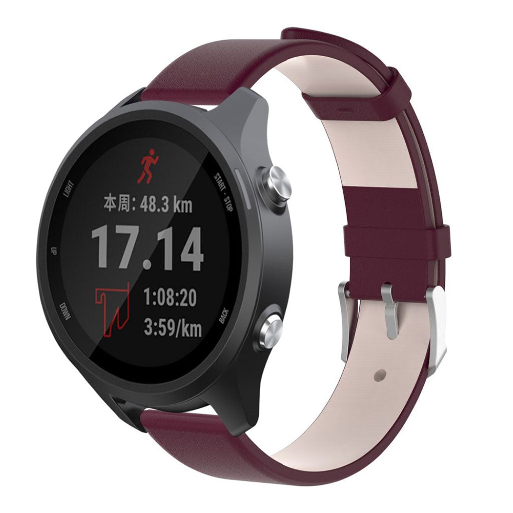 Fed Garmin Forerunner 245 Ægte læder Rem - Rød#serie_5