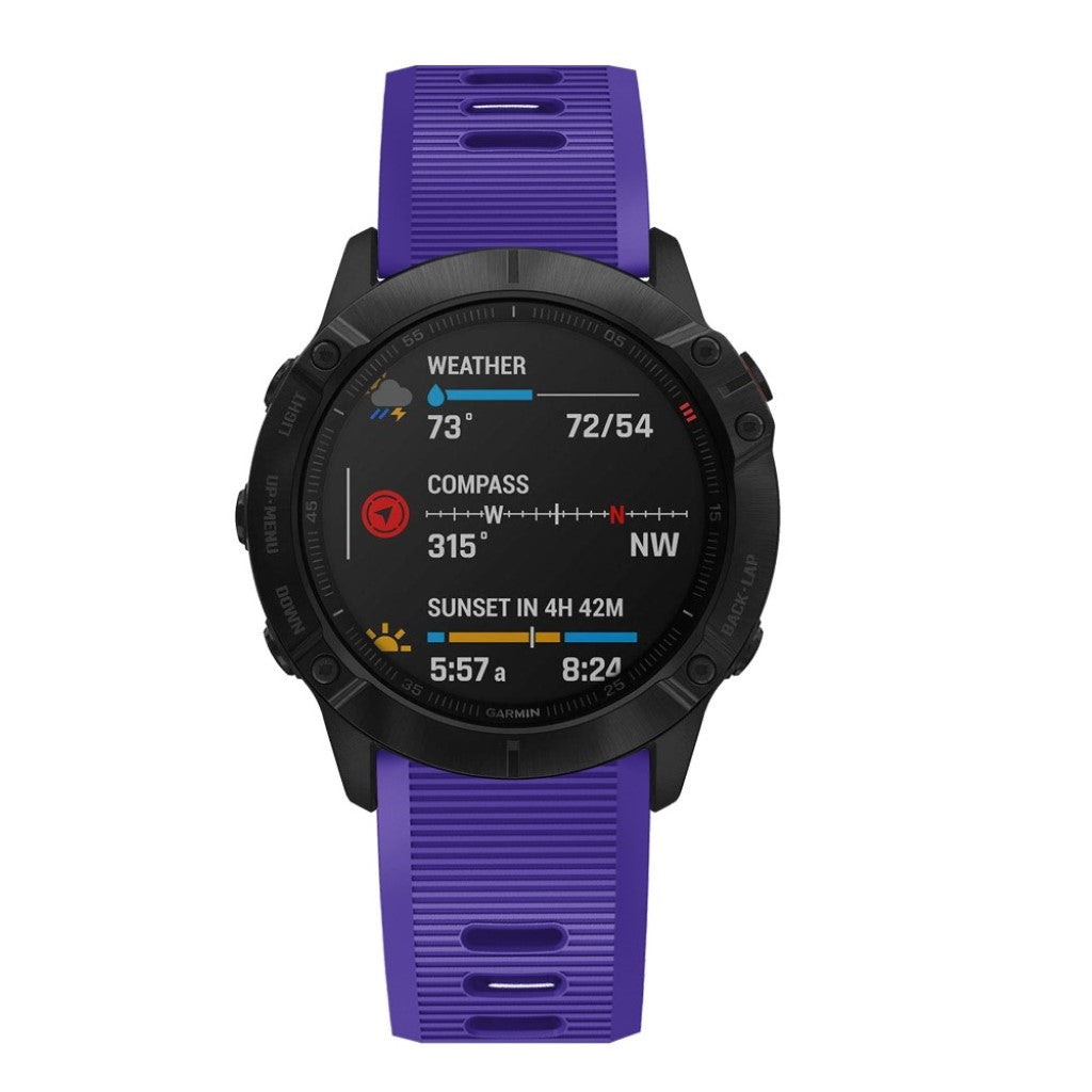 Sejt Garmin Fenix 6X Silikone Rem - Lilla#serie_12