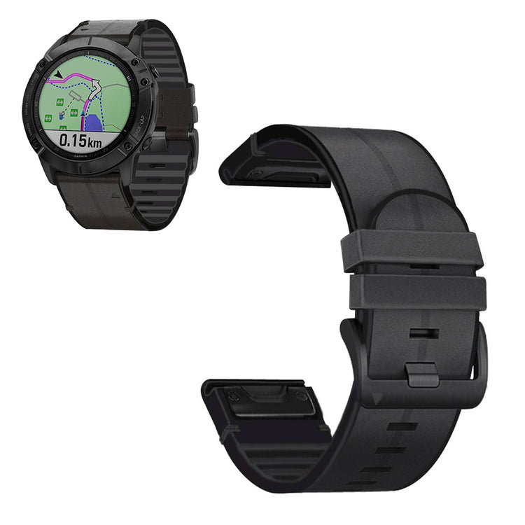 Smuk Universal Garmin Kunstlæder og Silikone Rem - Sort#serie_1