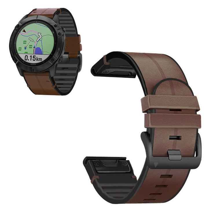 Smuk Universal Garmin Kunstlæder og Silikone Rem - Brun#serie_2