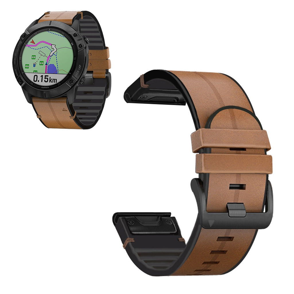 Smuk Universal Garmin Kunstlæder og Silikone Rem - Brun#serie_5