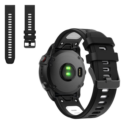 Dual color silicoone watch band for Garmin watch - Black / White#serie_4