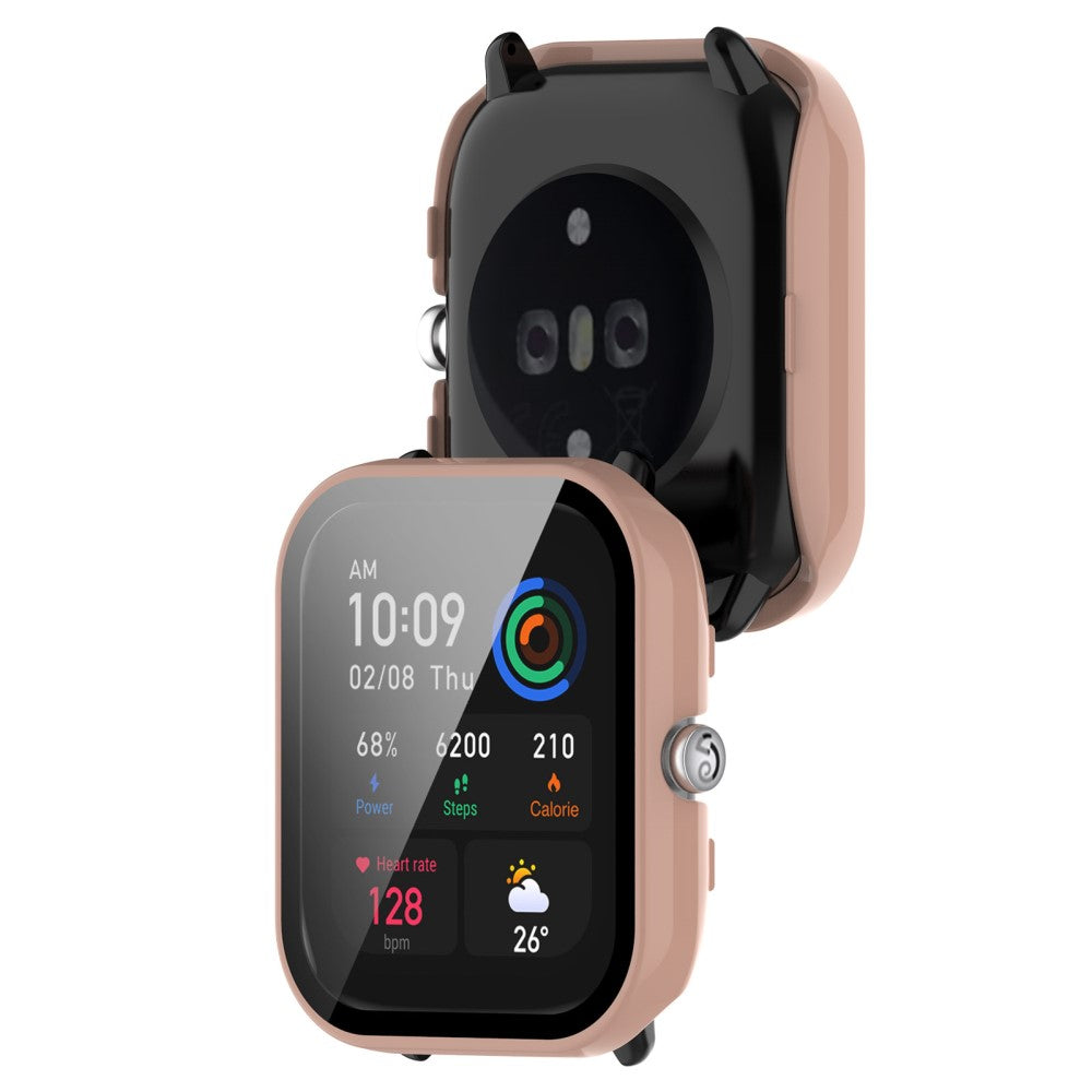 Meget Flot Amazfit GTS 4 Mini Cover med Skærmbeskytter i Plastik og Hærdet Glas - Pink#serie_6